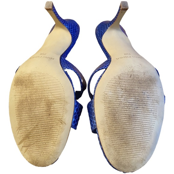 Marc Fisher Mf Queta Sandal Blue Mid Heel Slide 7.5 - Picture 4 of 5